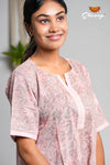 Peach Cotton Night Wear Set For Women 