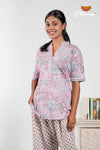 Purple Cotton Night Wear Set For Women 