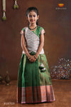 Green Copper Silk Pattu Pavadai For Girls - Festive Wear!!!
