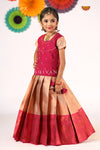 Festive Collection - Trendy Pink Golden Temple Pattu Pavadai !!!