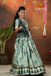 Festive Collection - Dark Green Lantana Pattu Pavadai