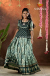 Festive Collection - Dark Green Lantana Pattu Pavadai