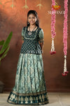 Festive Collection - Dark Green Lantana Pattu Pavadai