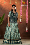Festive Collection - Dark Green Lantana Pattu Pavadai