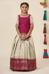 Festive Collection - Magenta Banras Mughal Pattu PavadaiFor Girls !!