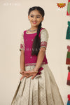 Festive Collection - Magenta Banras Mughal Pattu PavadaiFor Girls !!