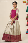 Festive Collection - Magenta Banras Mughal Pattu PavadaiFor Girls !!