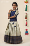 Festive Collection -Navy Blue Banras Mughal Pattu PavadaiFor Girls !!