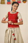Festive Collection - Red Banaras Mughal Pattu PavadaiFor Girls !!