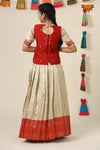 Festive Collection - Red Banaras Mughal Pattu PavadaiFor Girls !!