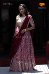 Marroon Mirror Bandhini Lehenga For Girls
