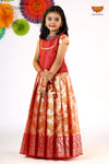 Red Silver Poppy Pattu Pavadai For Girls - Festive Wear!!!Quick overview