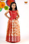 Red Silver Poppy Pattu Pavadai For Girls - Festive Wear!!!Quick overview