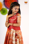 Red Silver Poppy Pattu Pavadai For Girls - Festive Wear!!!Quick overview