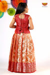 Red Silver Poppy Pattu Pavadai For Girls - Festive Wear!!!Quick overview