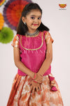 Pink Silver Poppy Pattu Pavadai For Girls - Festive Wear!!!