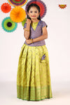 Green Golden vector Pattu Pavadi For Girls !!!