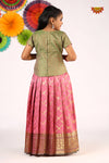 Green Golden vector Pattu Pavadi For Girls !!!