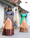 Girls Grey Golden RailHalf Saree | Langa Davani