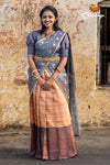 Girls Grey Golden RailHalf Saree | Langa Davani