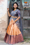 Girls Grey Golden RailHalf Saree | Langa Davani