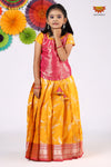 Festive Collection - Yellow Golden Feather Pattu Pavadai For Girls !!!