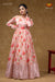 Pink Pure Chanderi Rose Print Long Gown For Girls !!!