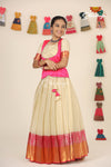 Silver Tulip Pink Pattu Pavadai For Girls - Festive Wear!!!