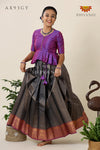 Festive Collection -Grey Senkandhal Pavadai Sattai For Kids