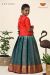 Festive Collection -Teal Green Senkandhal Pavadai Sattai For Kids