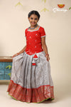 Festive Collection - Grey Kota Bird Pattu Pavadai For Kids!!!
