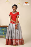 Festive Collection - Grey Kota Bird Pattu Pavadai For Kids!!!