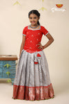 Festive Collection - Grey Kota Bird Pattu Pavadai For Kids!!!