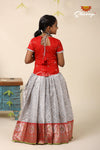 Festive Collection - Grey Kota Bird Pattu Pavadai For Kids!!!
