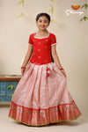 Festive Collection - Peach Kota Bird Pattu Pavadai For Kids !!!