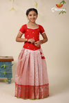 Festive Collection - Peach Kota Bird Pattu Pavadai For Kids !!!