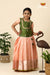 Festive Collection - Peach Kota Leaf Chanderi Pattu Pavadai For Girls