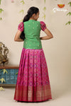 Floral Patola Pink Pattu Pavadai For Girls - Festive Wear!!!