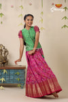 Floral Patola Pink Pattu Pavadai For Girls - Festive Wear!!!