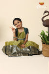 Parrot Green Sevanthi Pattu Pavadai For Girls - Festive Wear!!!