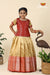 Festive Collection -  Red Tissue Butta Border Pavadai Set For Kids