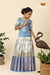 Festive Collection -  Blue Tissue Butta Border Pavadai Set For Kids 