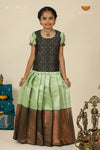 Green Bubble GrassPattu Pavadai For Girls - Festive Wear!!!