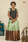 Green Bubble GrassPattu Pavadai For Girls - Festive Wear!!!
