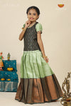 Green Bubble GrassPattu Pavadai For Girls - Festive Wear!!!