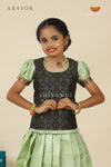 Green Bubble GrassPattu Pavadai For Girls - Festive Wear!!!