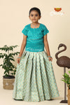 Sky Blue Floral Drops Pattu Pavadai For Kids !!!