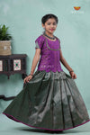 Green Antique String Alpha Traditional Pavadai Sattai For Girls