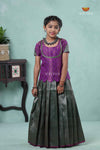 Green Antique String Alpha Traditional Pavadai Sattai For Girls
