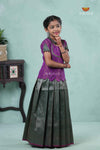 Green Antique String Alpha Traditional Pavadai Sattai For Girls
